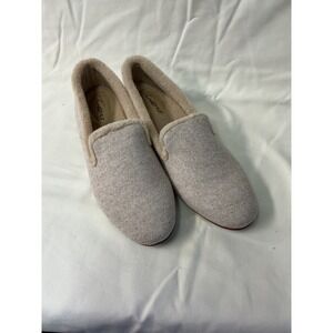 Trotters Womens T2160-156 Faux Fur Lined Felt Loafers Oatmeal Tan Flats 8M